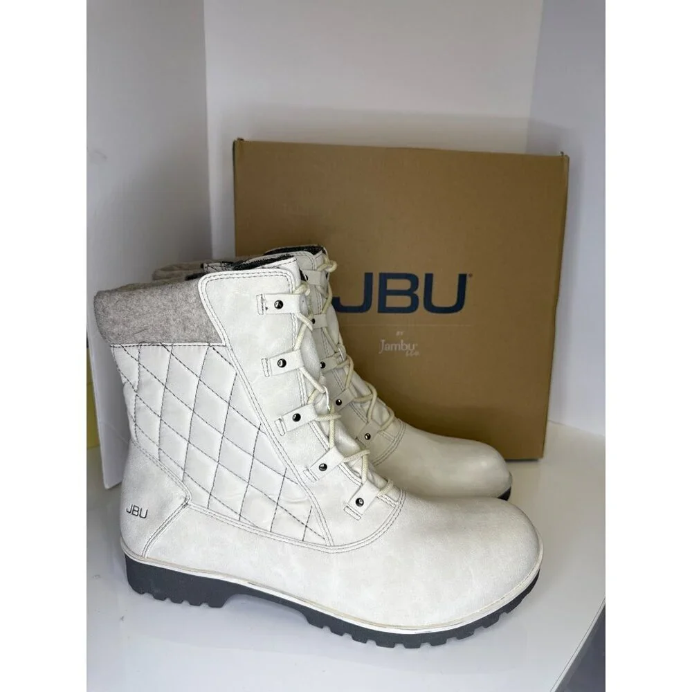JBU Jambu Summit Women's Boots Waterproof White Lined Quilted Winter Size 11 NIB